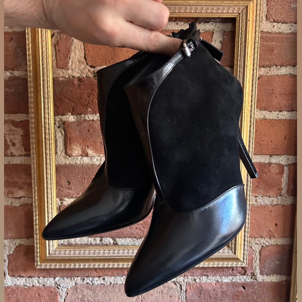 Suede & Leather Black Ankle Boots
